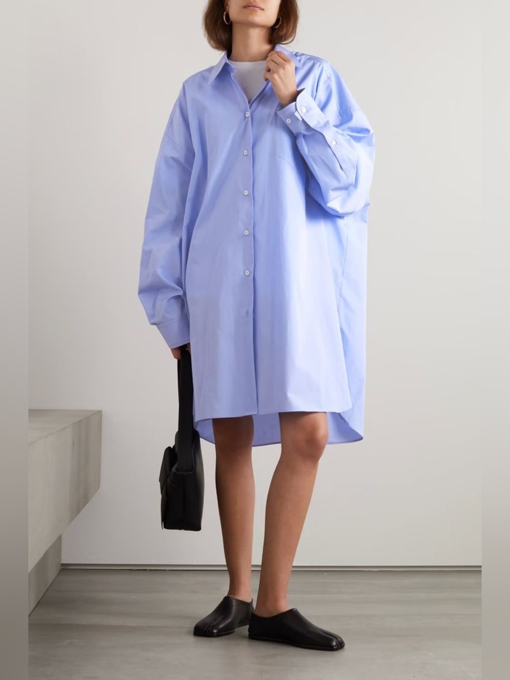 Jil Sander Oversized Blue Cotton Button Down Shirt Dress One Size EUC